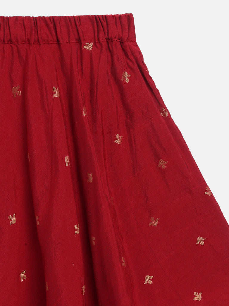 Red Dupion crop top and Skirt