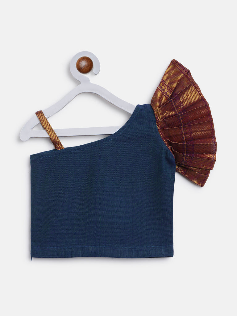 Ananya Blue Mini Crop Top and Skirt