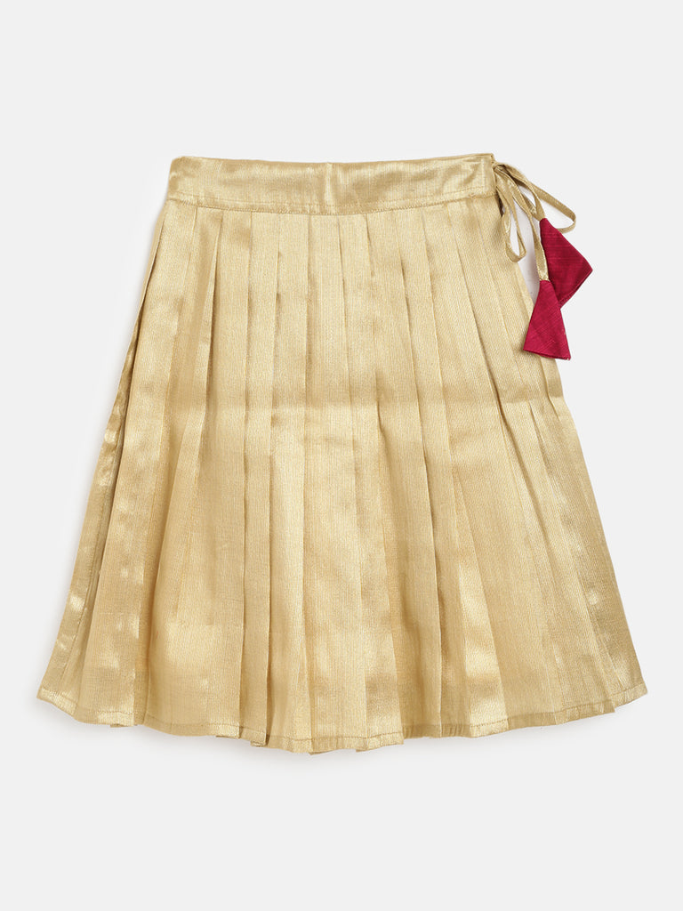 Pink Crop Top and Light Gold Skirt
