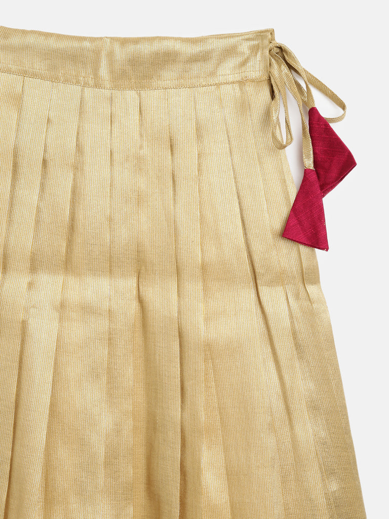 Pink Crop Top and Light Gold Skirt
