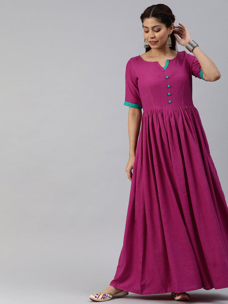 Purple Solid Maxi Dress