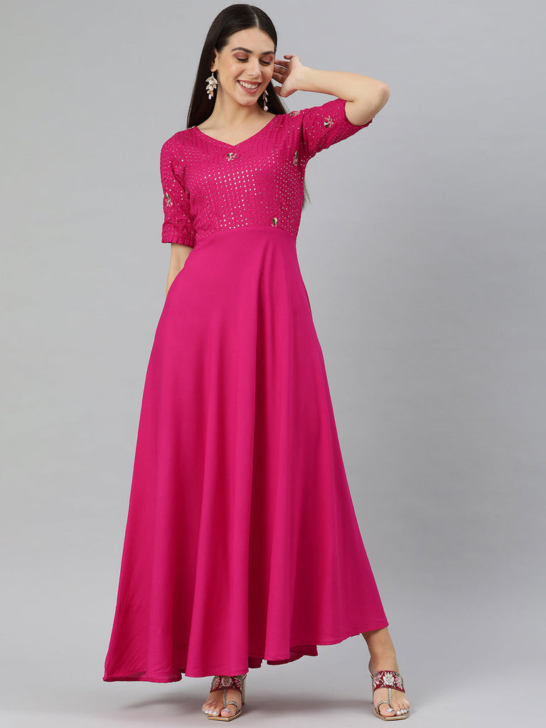 Pink Sequined Maxi Dress