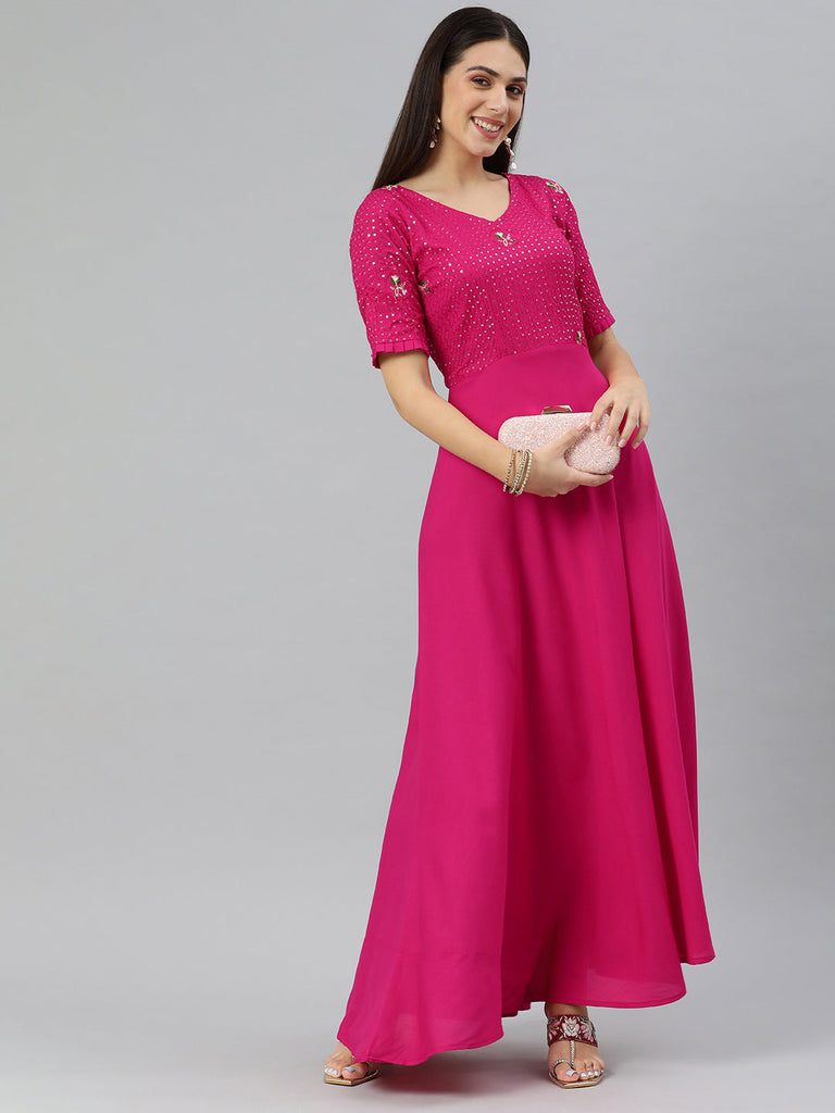 Pink Sequined Maxi Dress