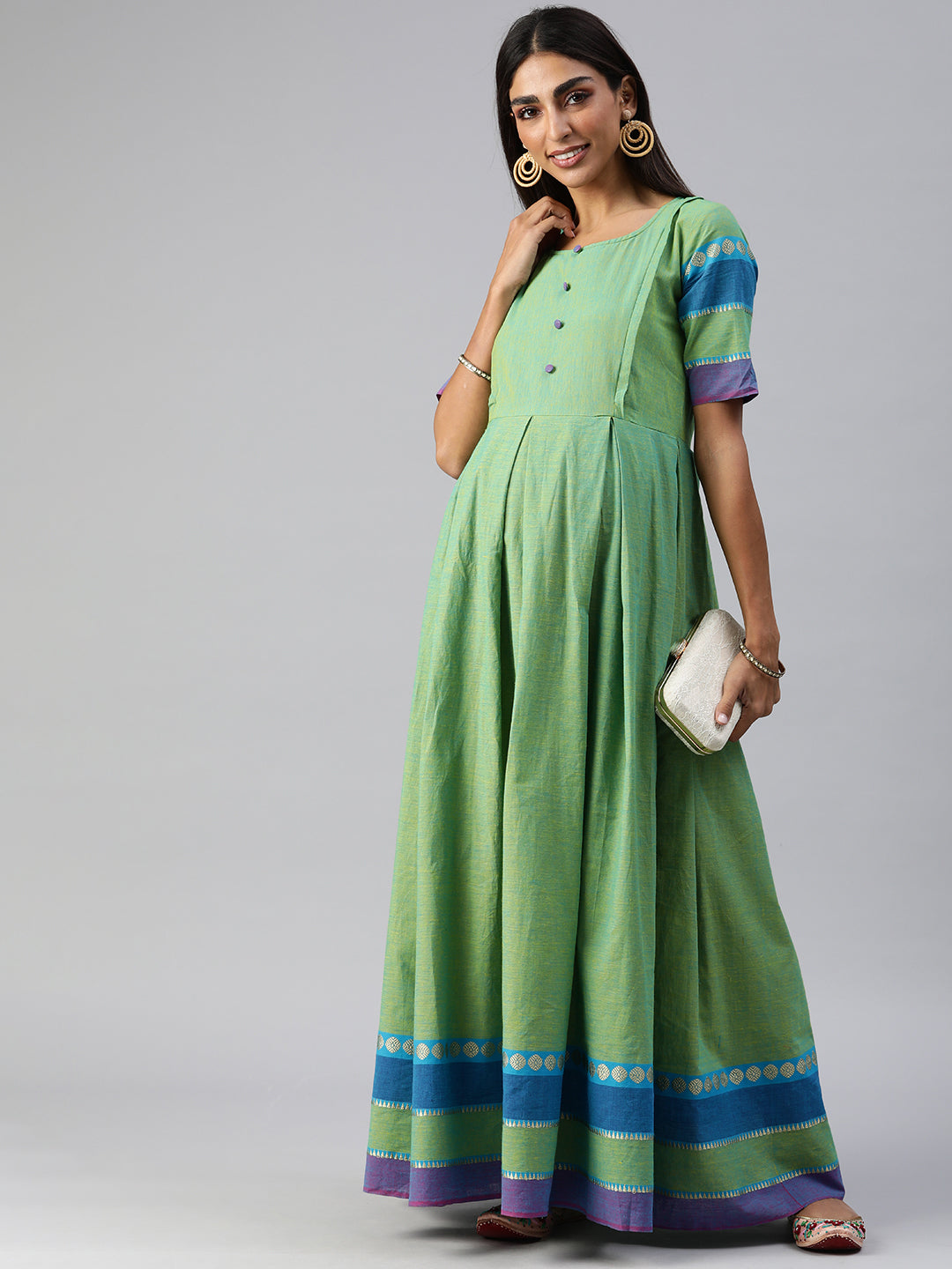 Pista Green Solid Maternity Maxi Dress – The Anarkali Shop
