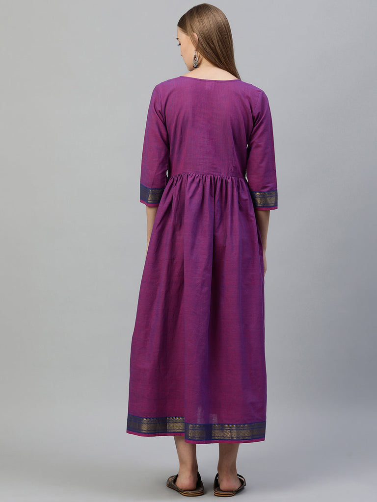 Purple solid Maternity Fit & Flare Maxi Dress