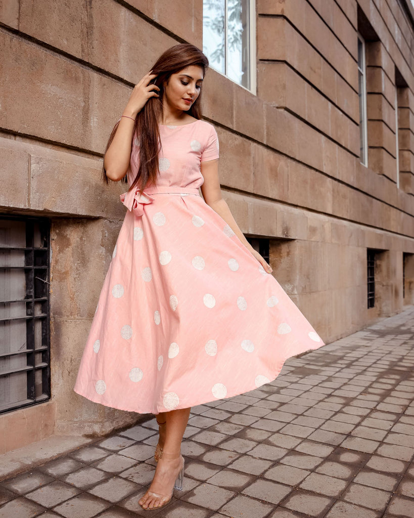 Polka Pink Midi Dress