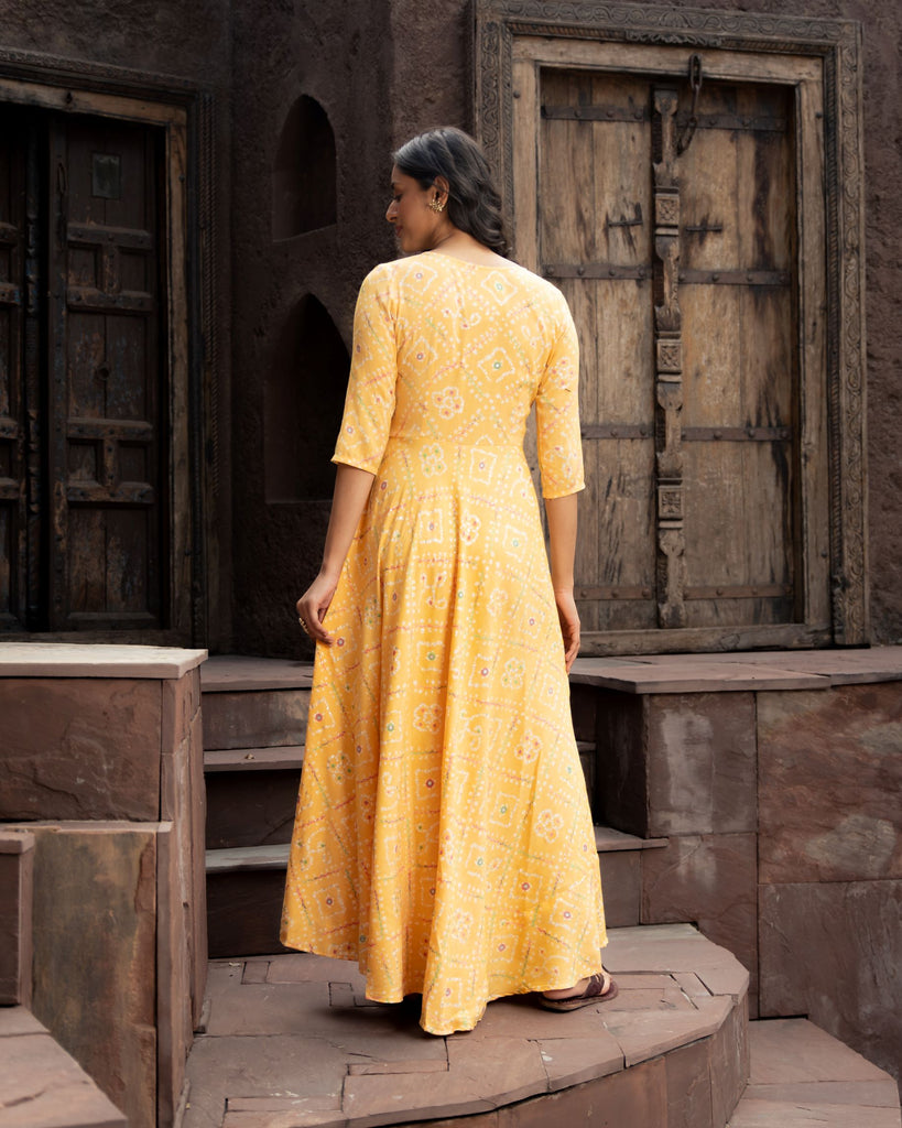Saira Yellow Fit and Flare Dress