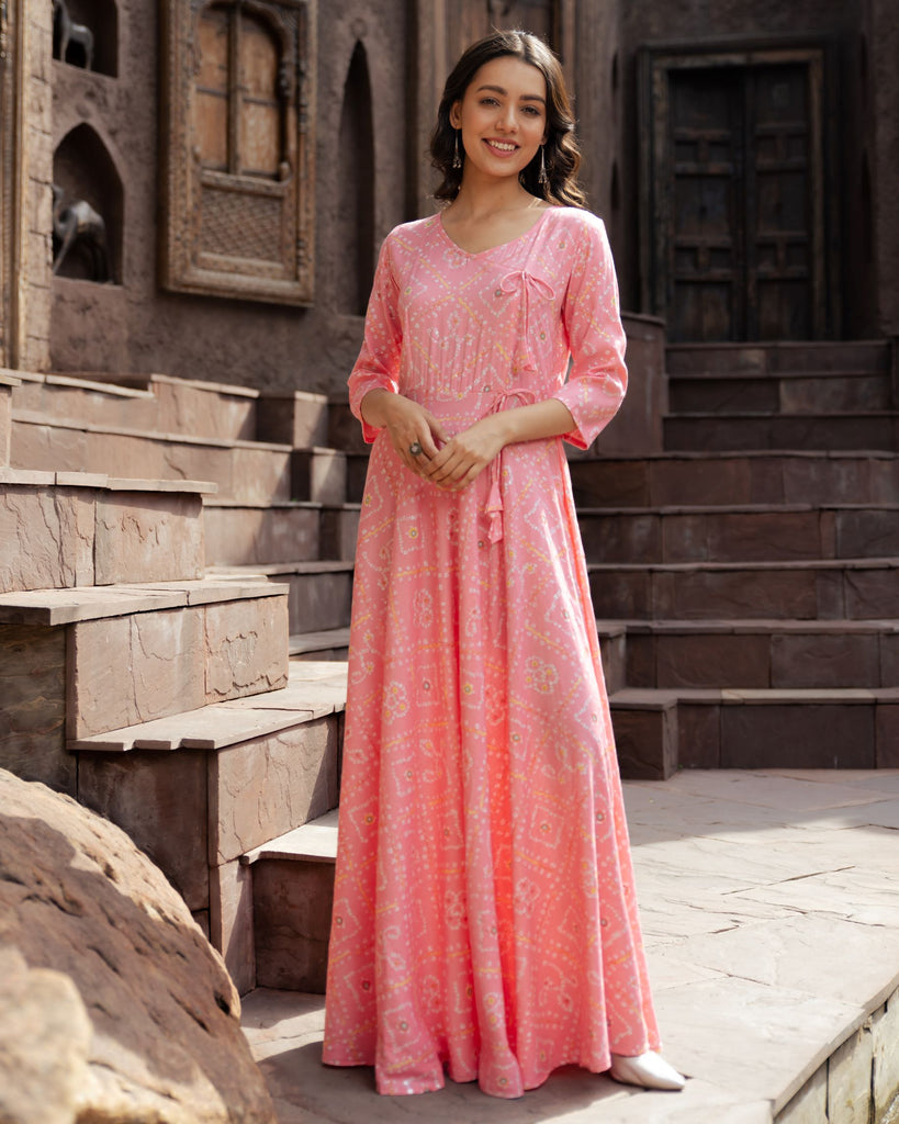 Saira Pink Fit and Flare Dress