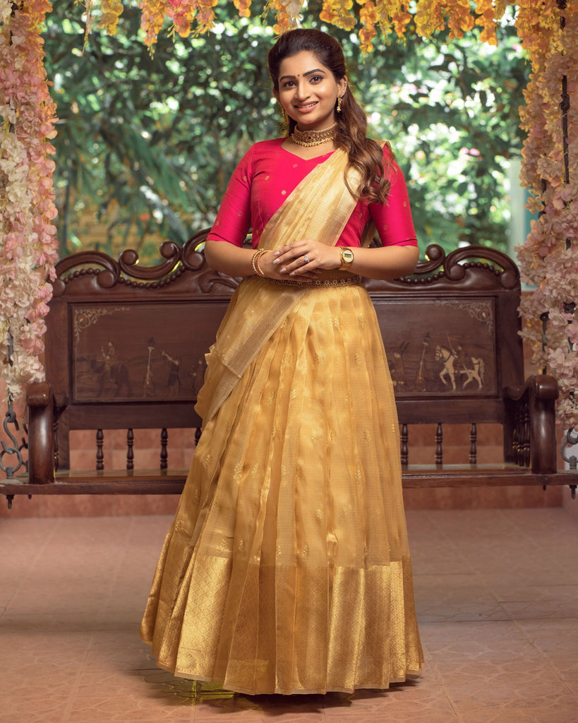 Nakshathra - Pink and Gold Lehenga