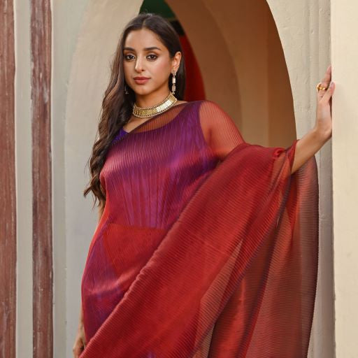Red Silk Chiffon Gown Design by Tarun Tahiliani at Pernia's Pop Up Shop 2024